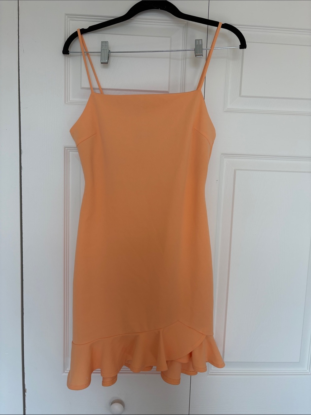 Blue Blush Peach Ruffle-Hem Mini Dress